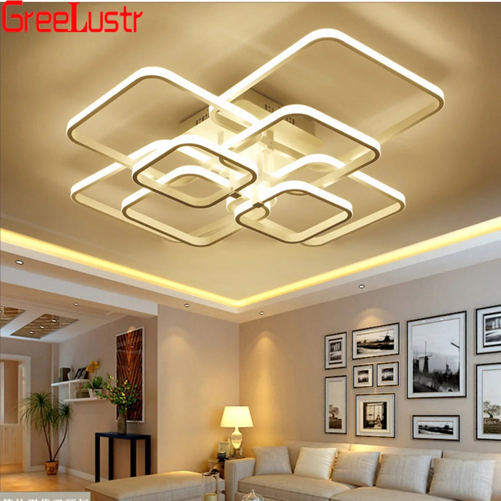 Afralia™ LED Square Chandelier Ceiling Light for Living Room Bedroom