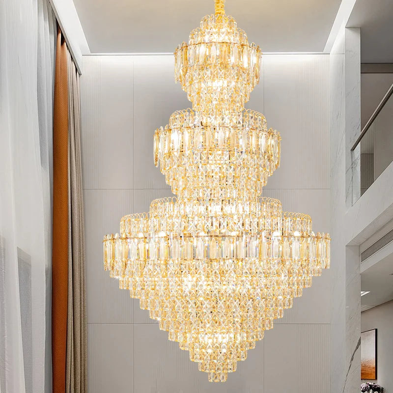 Afralia™ Sparkle Spiral Staircase Chandelier - Modern High Living Room Crystal Light