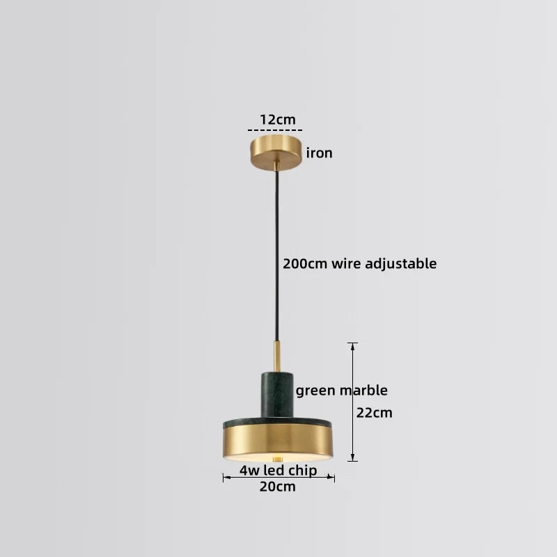 Afralia™ Marble Copper LED Pendant Light - Modern Hanging Lamp Chandelier