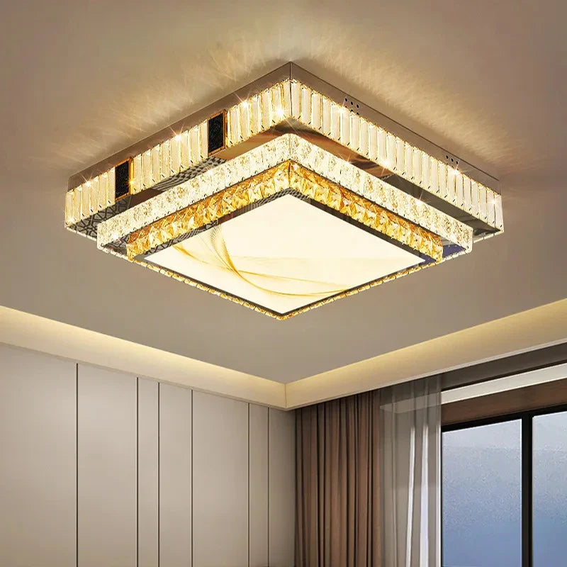 Afralia™ Gold Crystal LED Chandelier: Modern Luxury Ceiling Lighting for Living Room, Bedroom & Bathroom