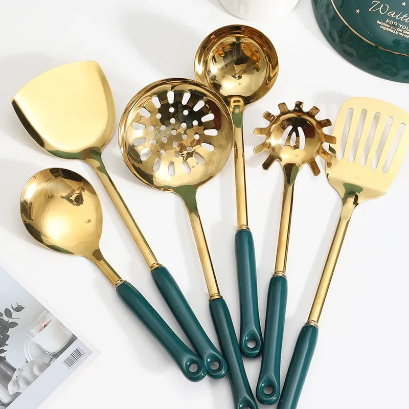 Afralia™ Stainless Steel Nordic Kitchenware Set Cooking Tools Utensils Spoon Cookware