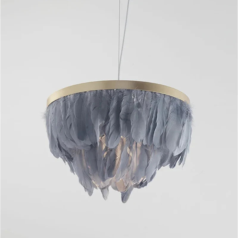 Afralia™ Nordic Feather Circle Chandelier for Marriage Bedroom and Home Decor Lighting