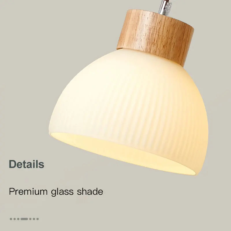Afralia™ Nordic Wood Glass LED Pendant Light for Dining Kitchen Living Room