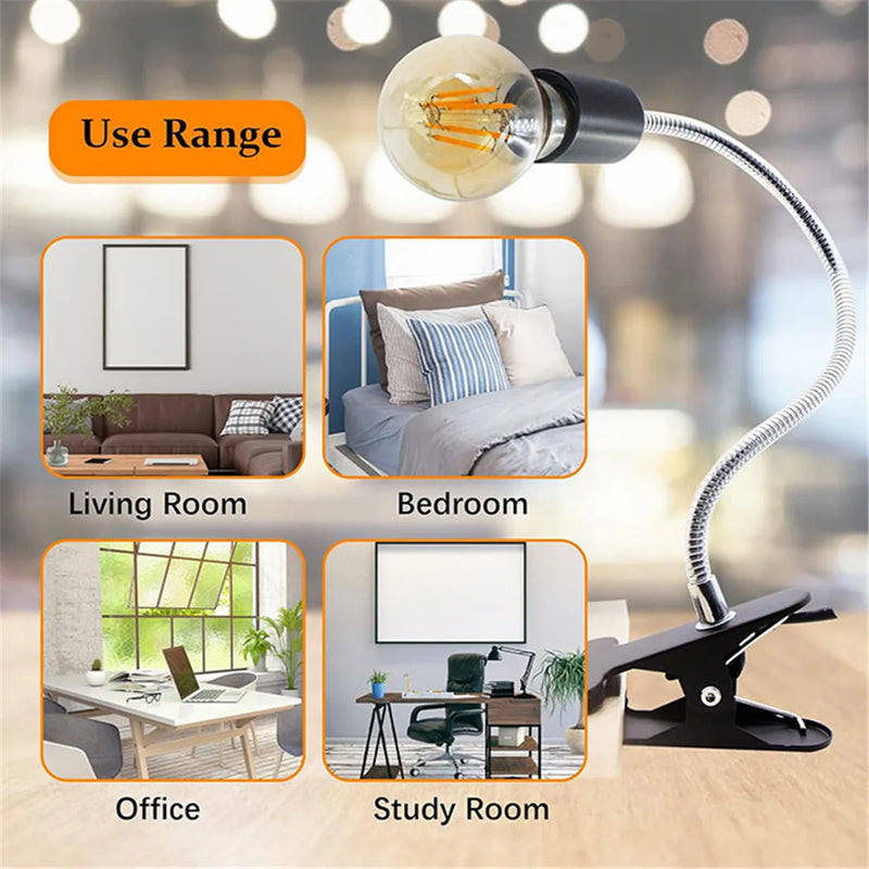 Afralia™ Adjustable Gooseneck Clip Lamp Holder for Home Office Bedside