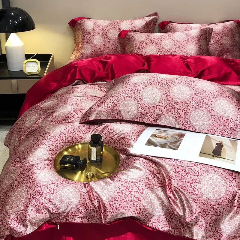 Afralia™ Mulberry Silky Blending Duvet Cover Set with Sheets Luxury Queen Bedding Sets