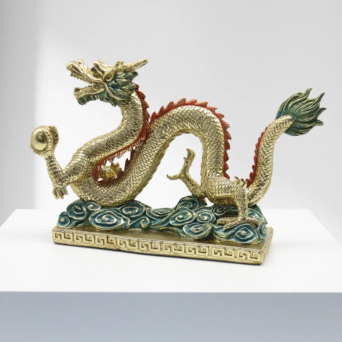 Afralia™ Chinese Dragon Resin Sculpture - Zodiac Home Decor Accessory
