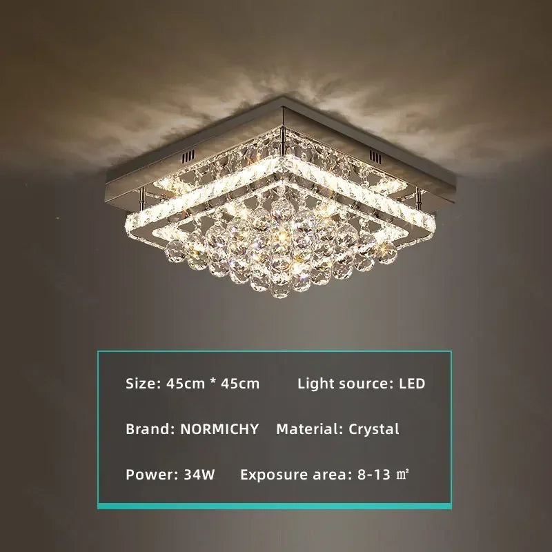 Afralia™ Crystal LED Chandelier Silver Chrome Remote Control Light