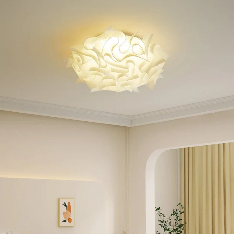 Afralia™ White Flower LED Ceiling Light: Romantic Dimming for Bedroom, Restaurant, Foyer