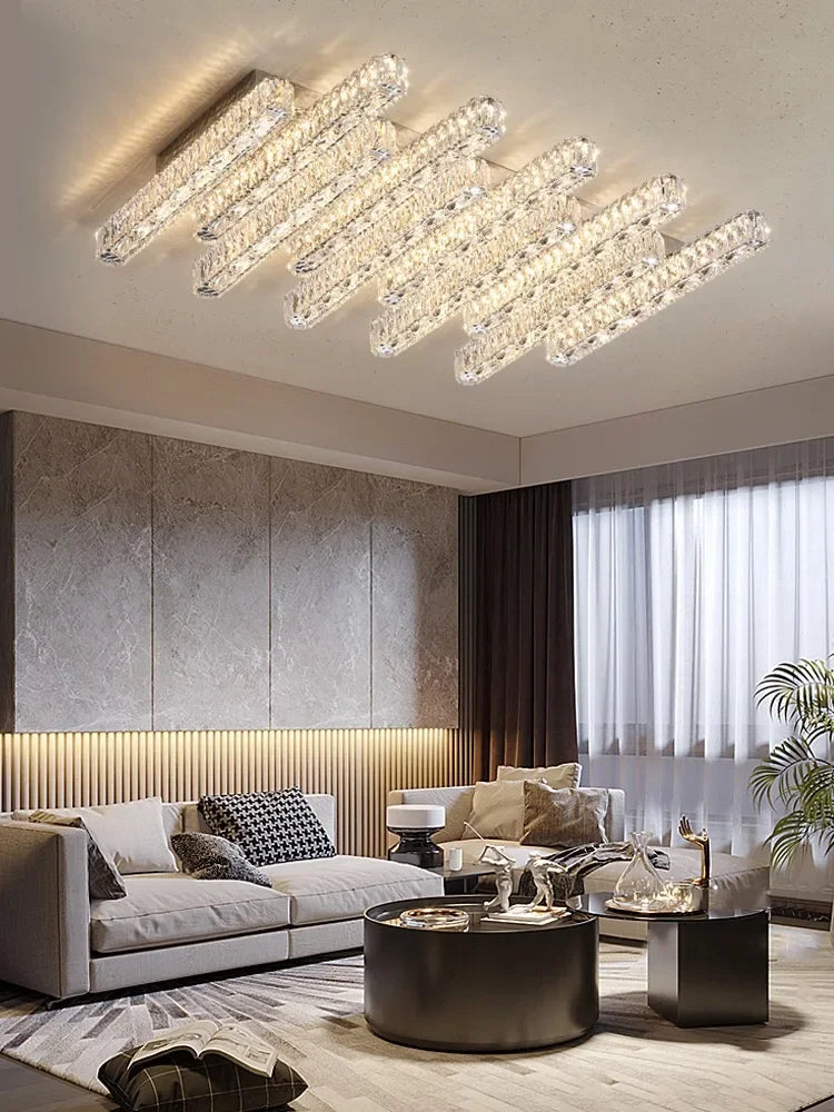 Afralia™ Crystal Liner Ceiling Chandelier: Modern Luxury Dimmable LED Lighting Fixture