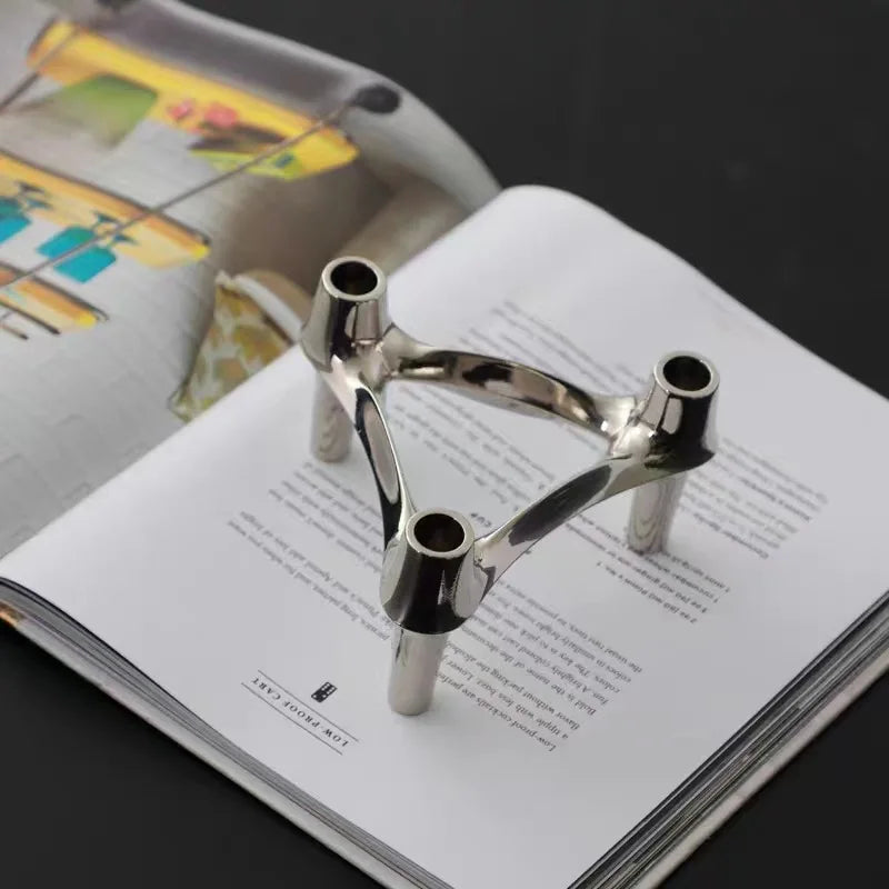 Afralia™ Triangle Candle Holder Golden Candelabrum Wedding Centerpiece