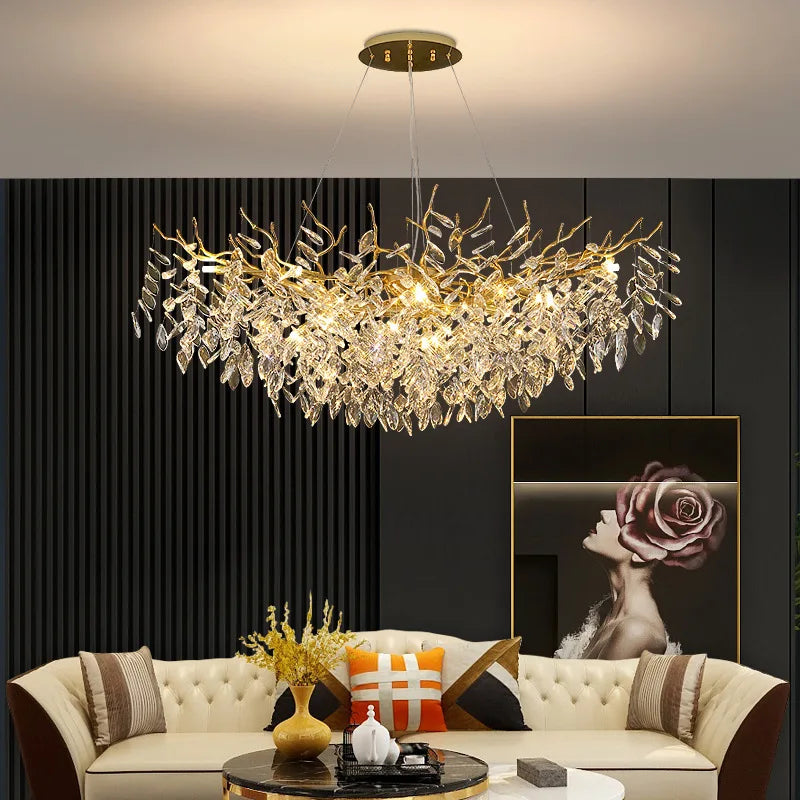 Afralia™ Crystal Chandelier: Modern Luxury Branch Pendant Light for Living Room, Lobby & Hotel