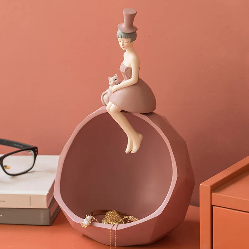 Afralia™ Elegant Woman Bust Sculpture Tray | Modern Home Decor Living Room Decorations