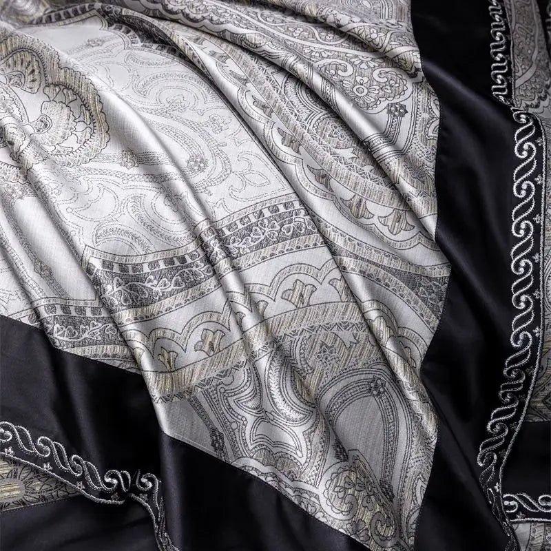 Afralia™ Vintage Luxury Jacquard Egyptian Cotton Bedding Set with Duvet, Sheet and Pillowcase
