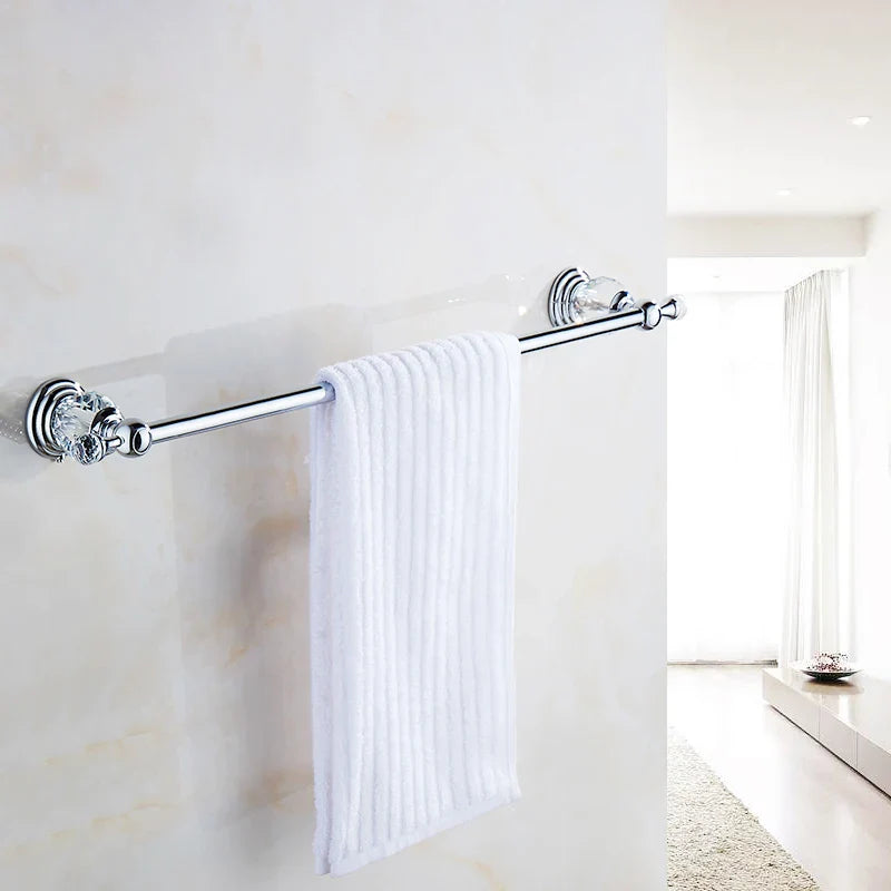 Afralia™ Crystal Chrome Towel Bar - Stainless Steel Bathroom Accessories