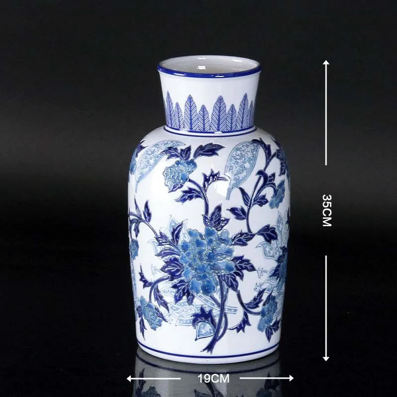 Afralia™ Blue & White Porcelain Ceramic Vase Vintage Ginger Jar Home Decor