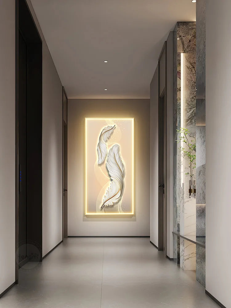 Afralia™ Feather Hanging LED Wall Lamp for Home Decor