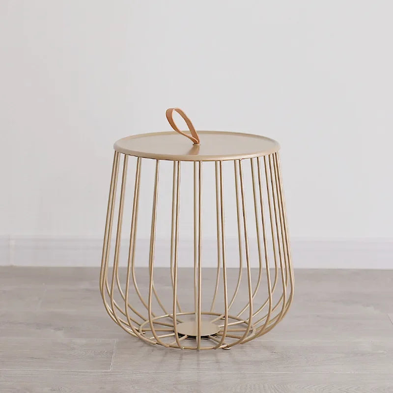 Afralia™ Nordic Iron Art Pumpkin Coffee Table for Modern Living Room - Golden Ins Round