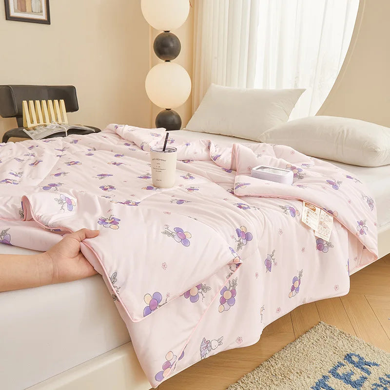 Afralia™ Floral Pattern Thin Cooling Quilt for Spring Summer Comfort.