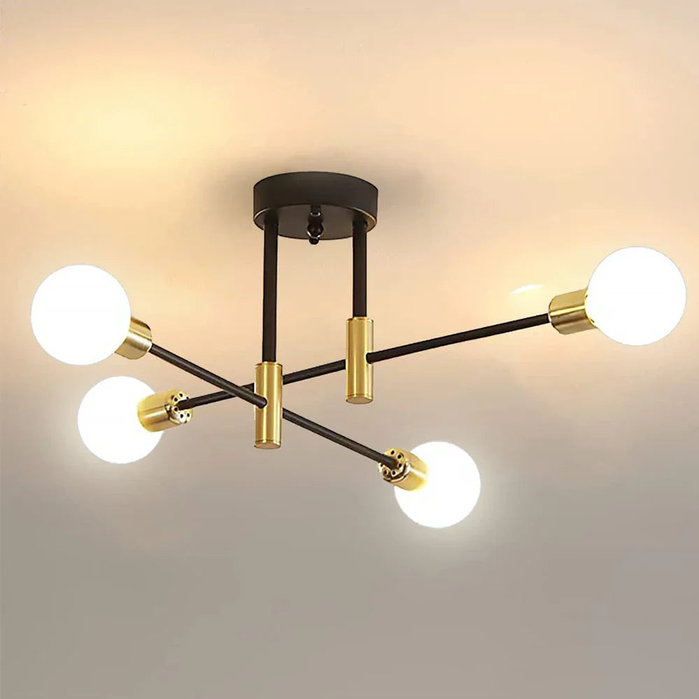 Afralia™ Nordic LED Ceiling Lights: Brushed Antique Gold Semi Flush Mount Lamps, Indoor Lighting Fixtures
