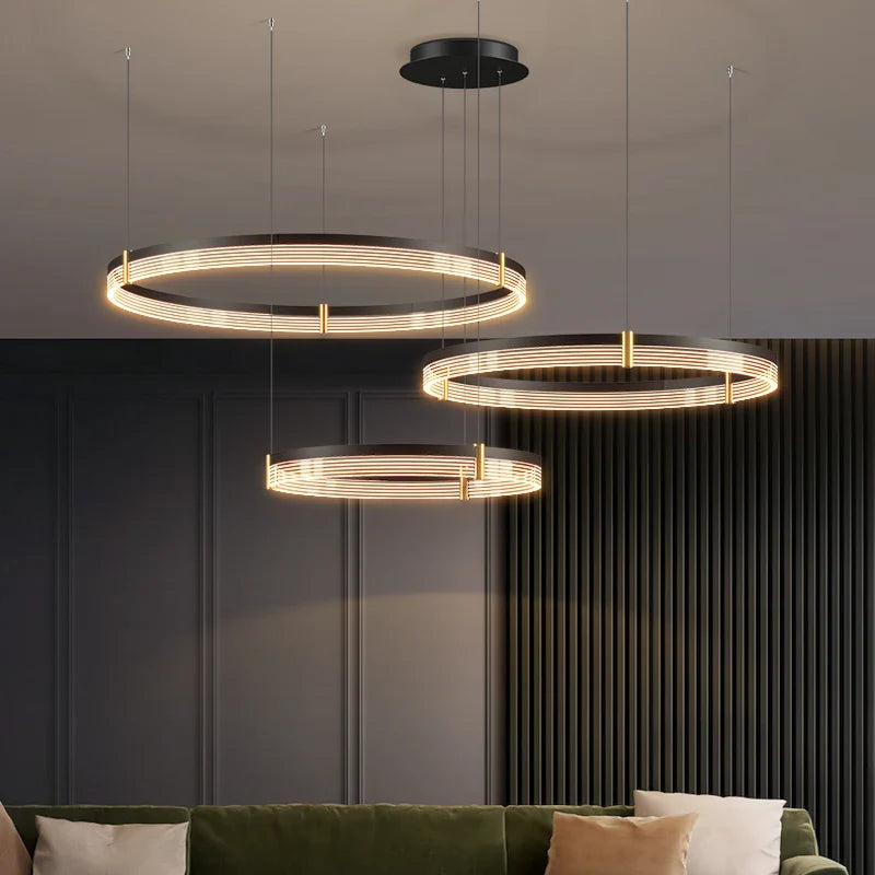 Afralia™ Acrylic Circle Chandelier Pendant Lights - Modern Indoor Lighting Decor for Living Room