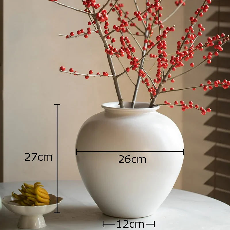 Afralia™ White Ceramic Vase Minimalism Desk Decor Flower Arrangement Room Aesthetic