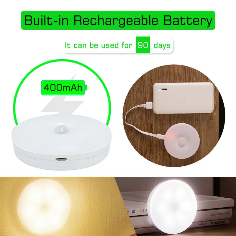 Afralia™ Motion Sensor Dimmable LED Wall Light: USB Rechargeable Nightlight for Stairs Cabinet Closet