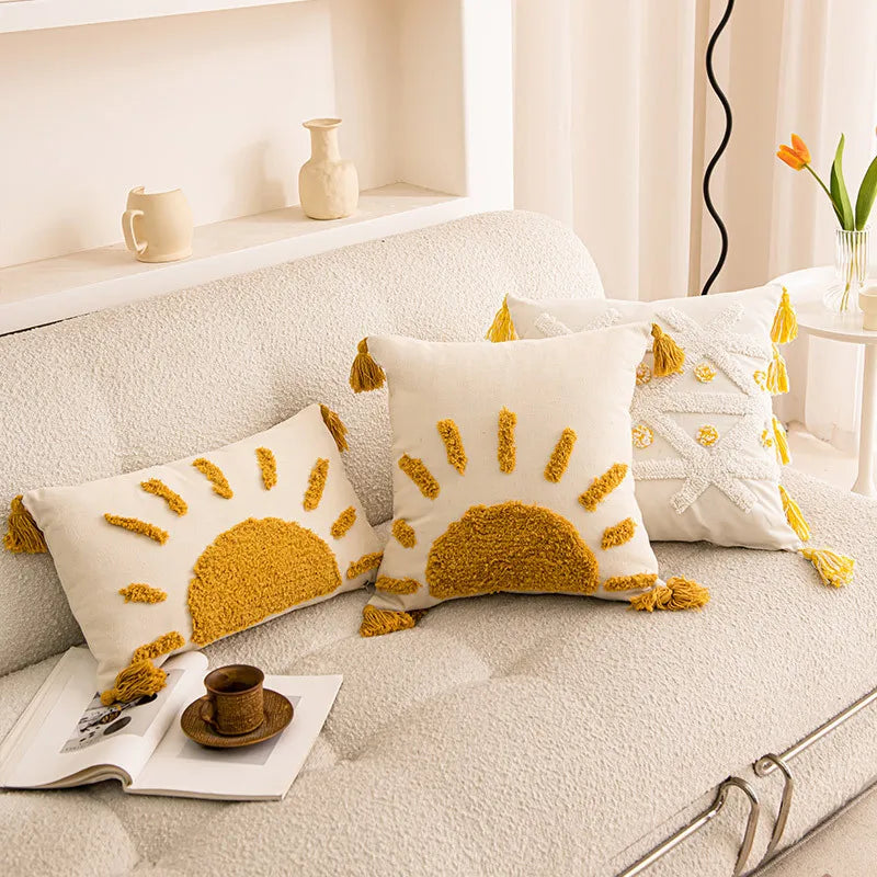 Afralia™ Sun Tufted Cotton Canvas Cushion Cover for Sofa Bedside, 45*45/30*50cm