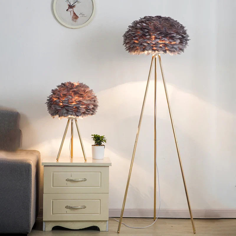 Afralia™ Nordic Feather Floor Lamp for Bedroom and Living Room Lighting