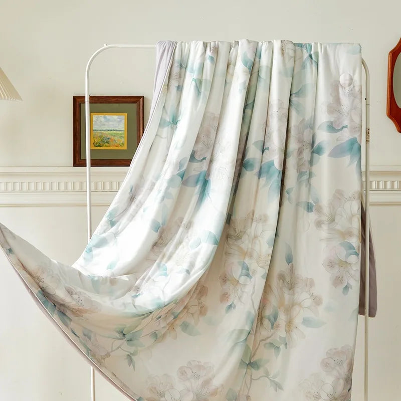 Afralia™ Knitted Cotton Print Summer Quilt, Silk Soft Blanket