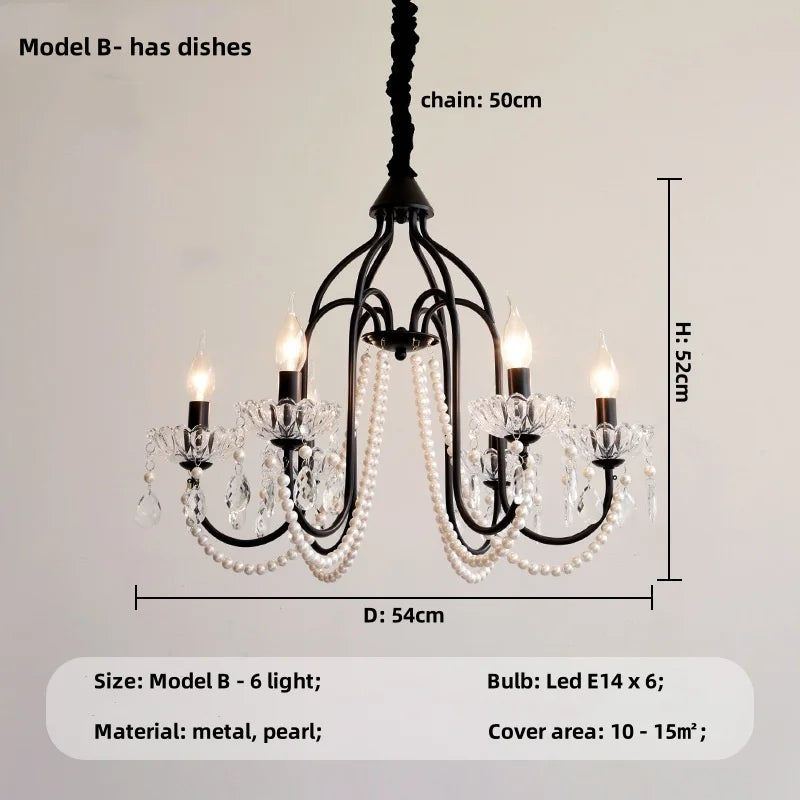 Afralia™ Black E14 Candle Chandelier: French Living Room Pendant Lighting for Home Decor