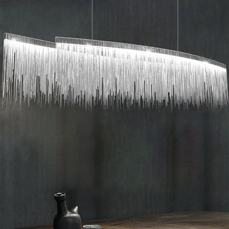 Afralia™ Luxury Chain Tassel Chandelier Light for Living Room, Art Hotel, Restaurant