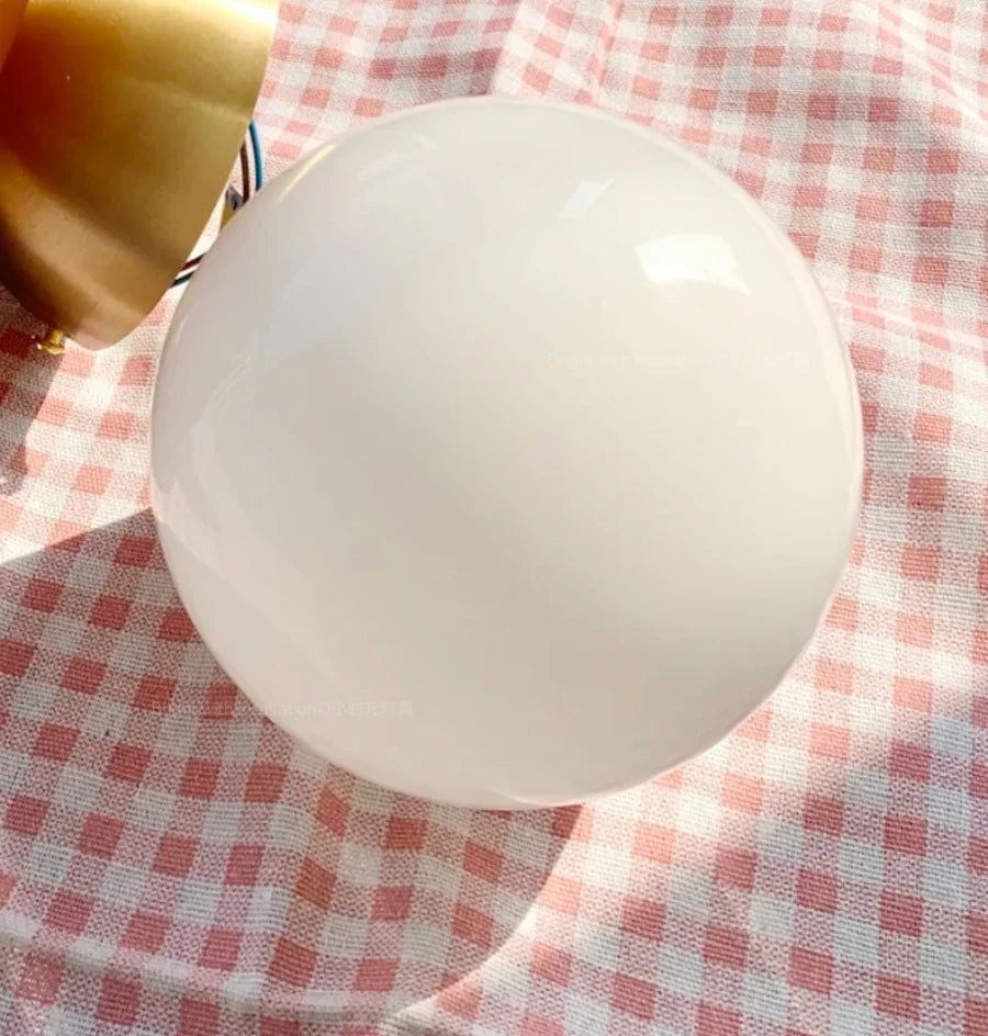 Afralia™ White Glass Ball LED Ceiling Lamp, Modern Nordic Flush Mount Lighting