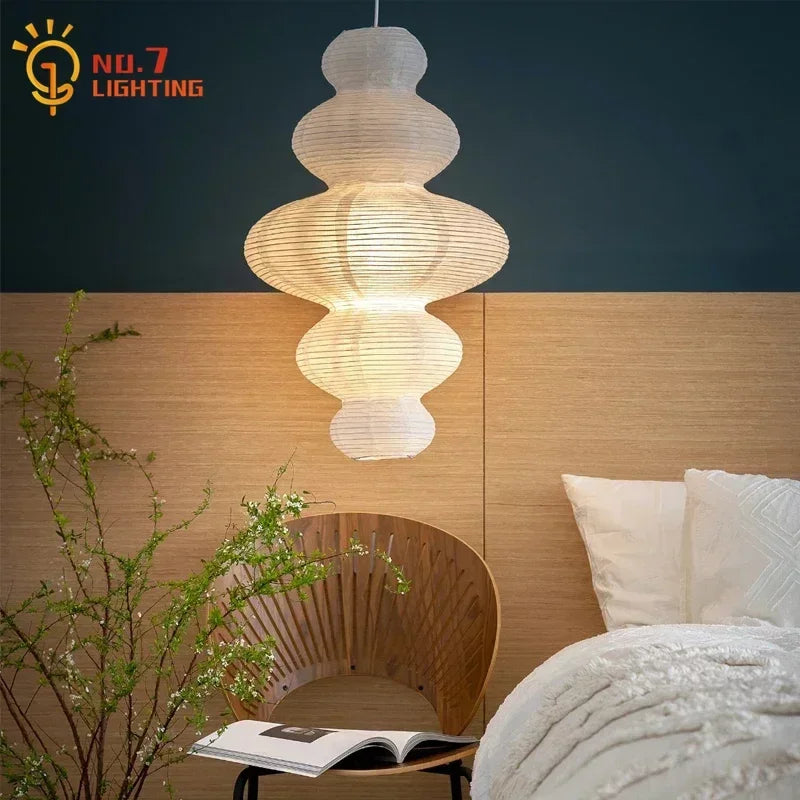 Afralia™ Wabi-sabi Rice Paper Pendant Lights - Ceiling Hanging Lamp for Living Room