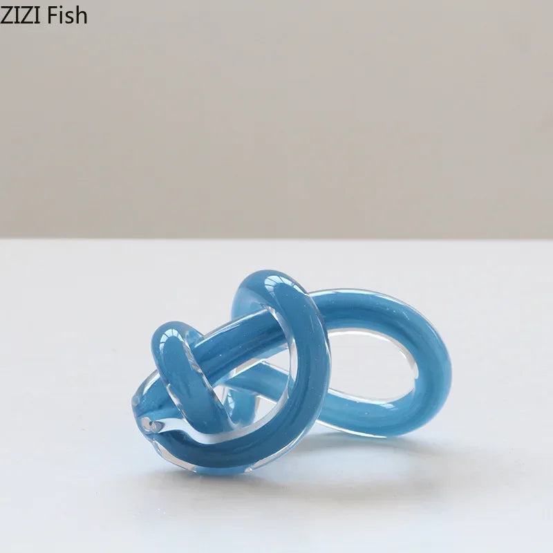 Afralia™ Twisted Knot Glass Chain Cluster Ornaments for Stylish Desk & Room Decor