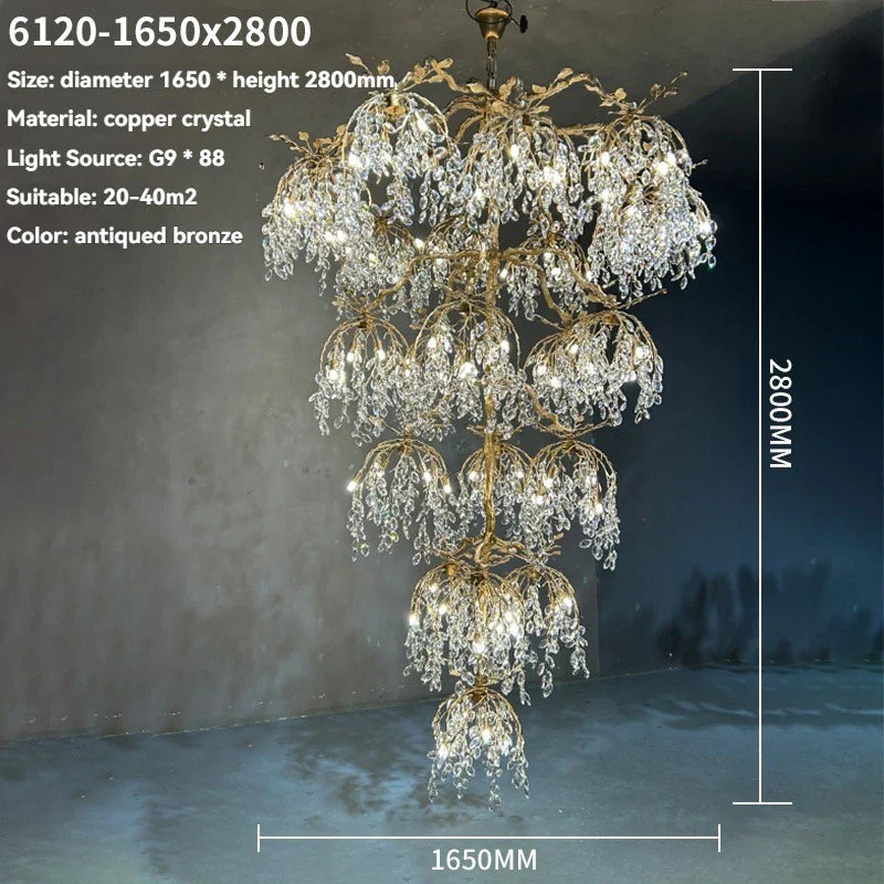 Afralia™ Crystal Pendant Light Chandelier for Villa Living Room Decor