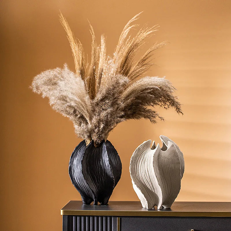 Afralia™ Folded Paths Ceramic Vase Abstract Home Decor Flower Arrangement Accessory