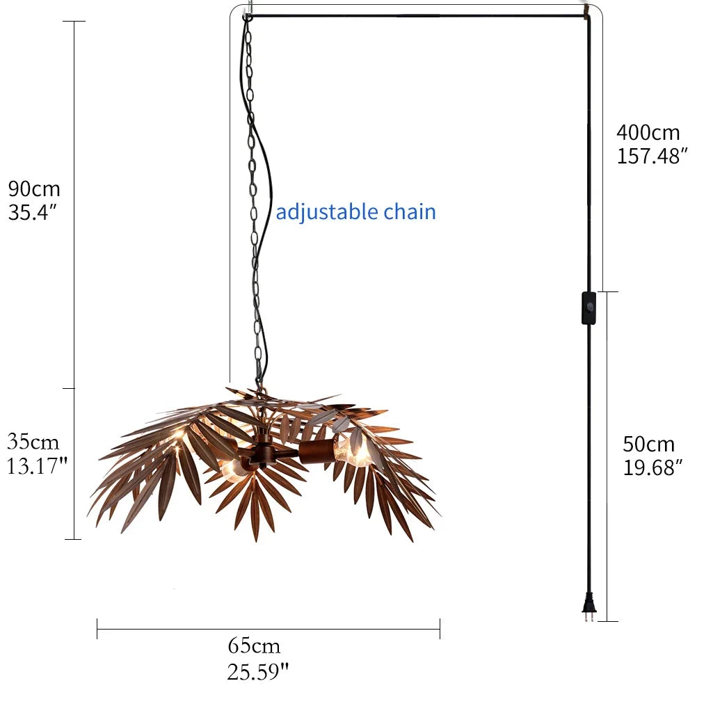 Afralia™ Boho Coconut Leaf Chandelier: Coastal Tree Light for Loft, Restaurant, Island