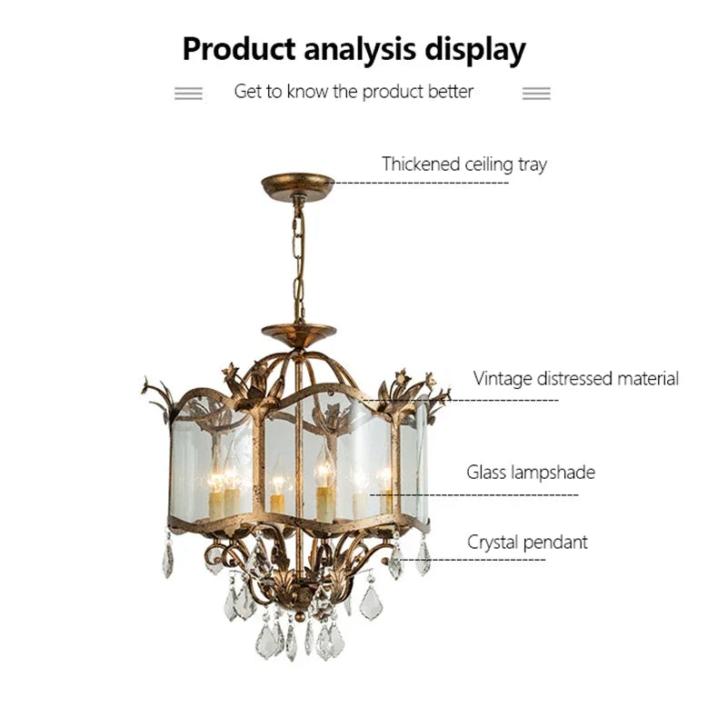 Afralia™ French Candle Crystal Chandelier: Retro Style LED Pendant Lighting for Dining & Living Room