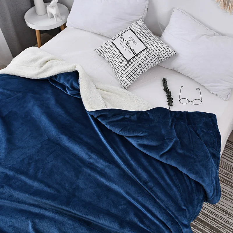 Afralia™ Flannel & Lamb Wool Blanket: Super Soft Cozy Quilt for Home Office Sofa