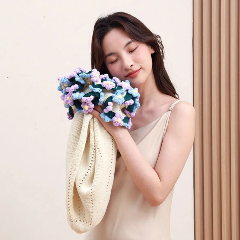 Afralia™ Elegant Daisy Bouquet Soft Blanket for Office Sofa, Multi-Functional Nap Shawl & Cushion