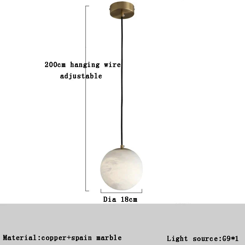 Afralia™ Alabaster Marble Pendant Lights for Luxury Dining Room, Kitchen & Bar Décor