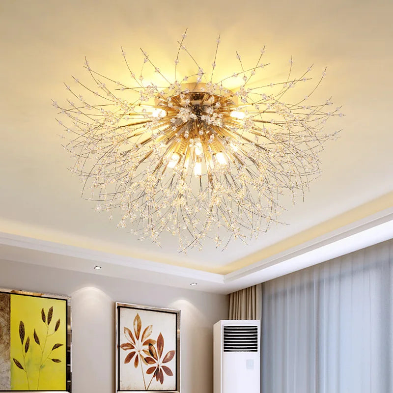 Afralia™ Nordic Dandelion Crystal Ceiling Lamp for Bedroom Living Room Dining Room