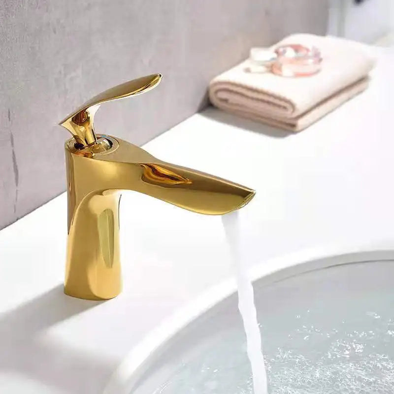 Afralia™ Gold Basin Mixer Tap High Golden Waterfall Faucet for Washbasin and Toilet