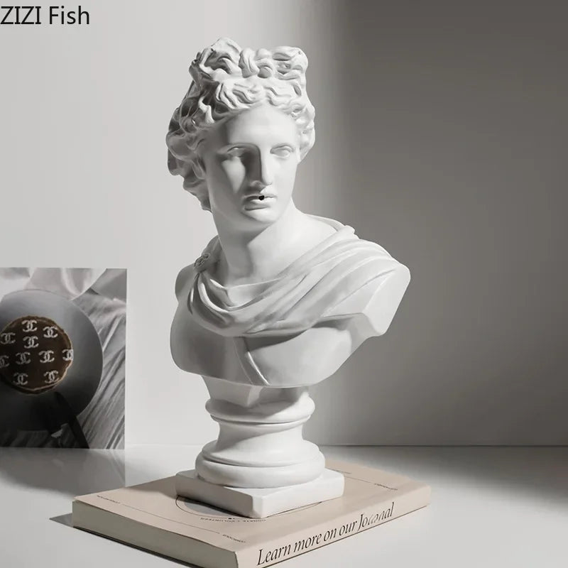 Afralia™ Resin Female Figure Sculpture Desk Ornament Room Decor White Creative Artwork