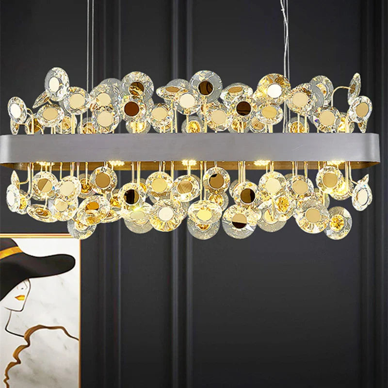 Afralia™ Crystal Pendant Chandelier for Kitchen Living Room Restaurant Island