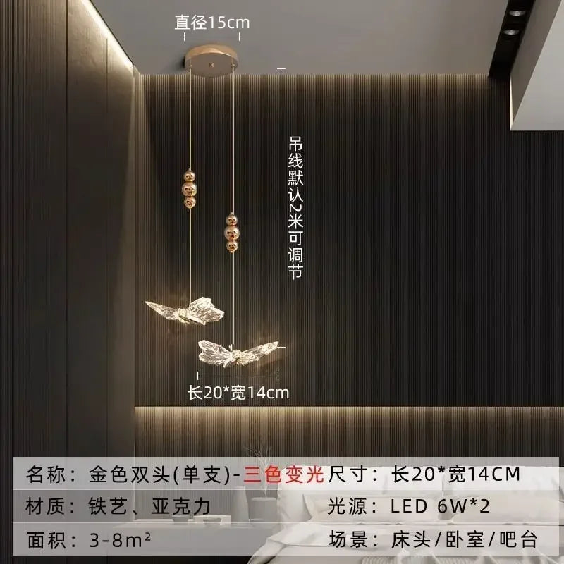 Afralia™ Modern Light Luxury Bedroom Bedside Chandelier