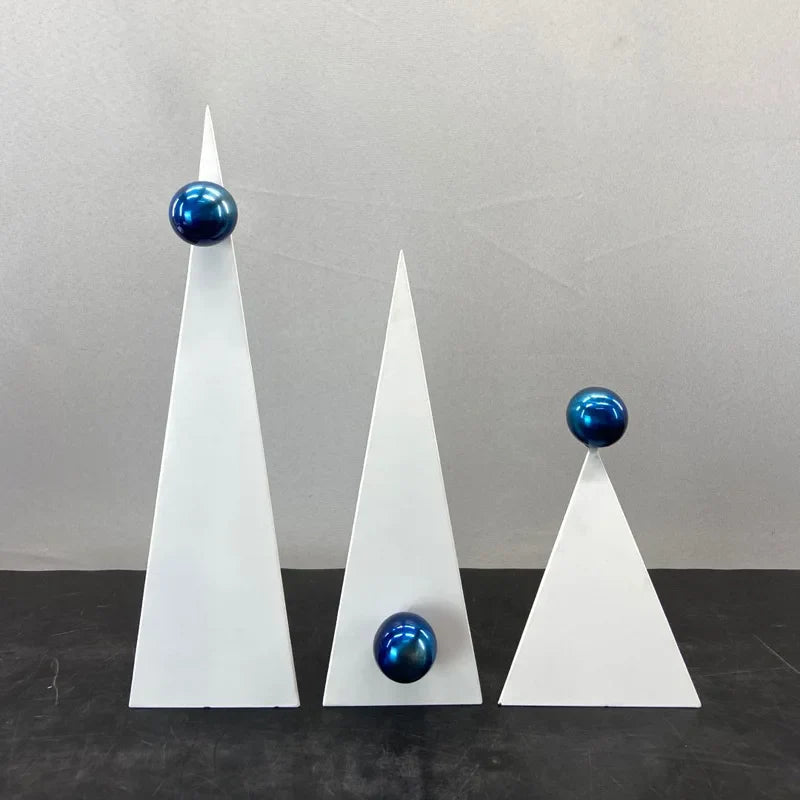 Afralia™ Geometric Triangle Blue Ball Ornament: Abstract Decorative Figurine