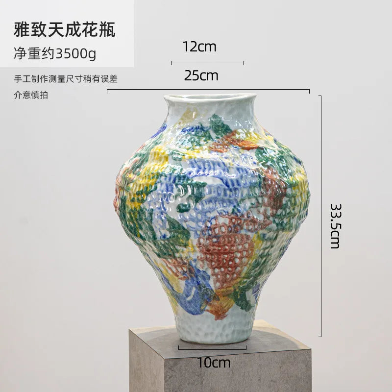 Afralia™ Ceramic Graffiti Vase Handcrafted Porcelain Floral Arrangement Home Decor