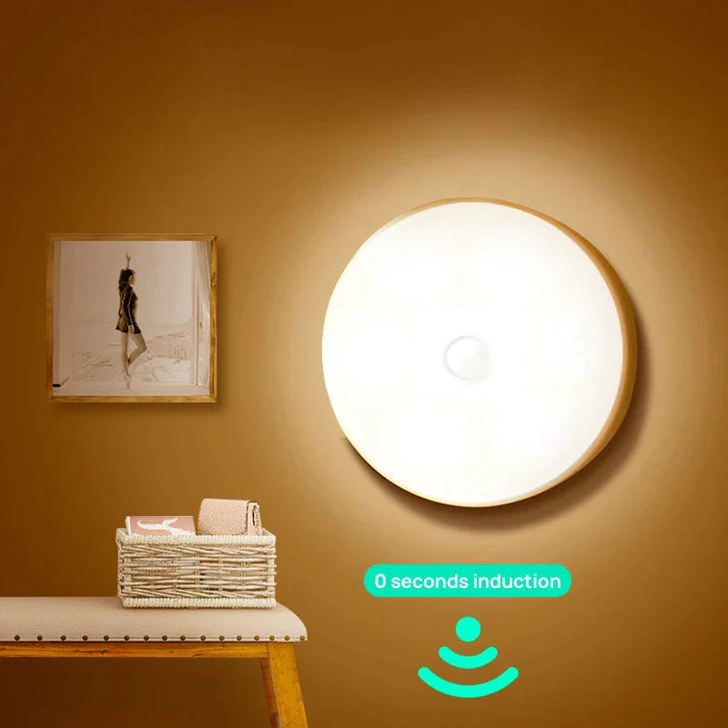 Afralia™ Motion Sensor USB Night Light for Bedroom-Kitchen-Stairs-Closet-Wall-Cabinet-Hallway-Wireless LED Lamp