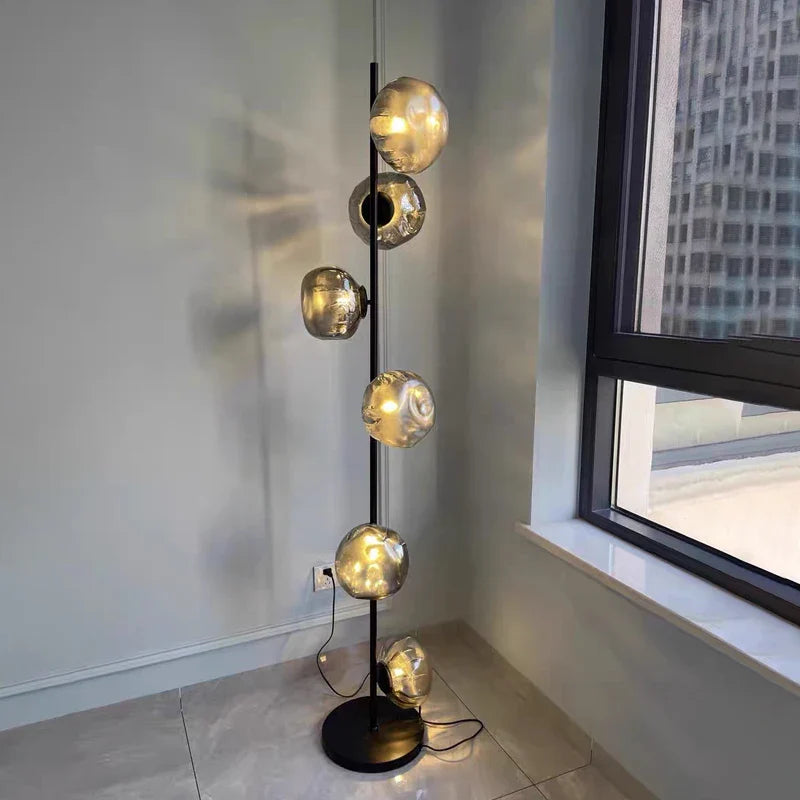 Afralia™ Nordic Glass Shade LED Floor Lamp for Minimalist Living Room & Bedroom